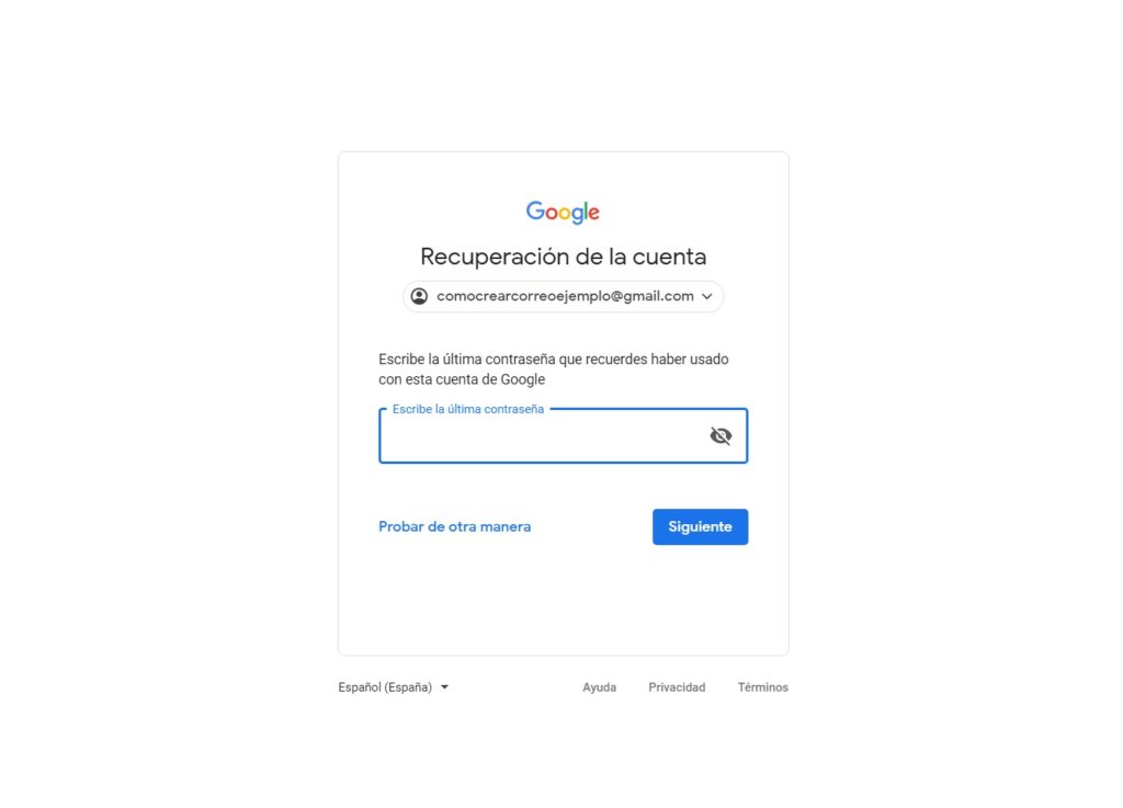 recuperar contraseña gmail
